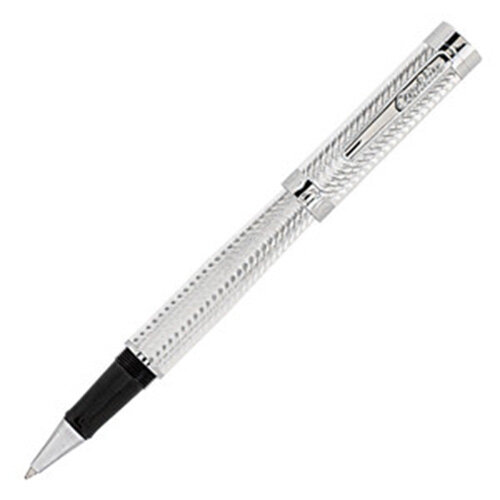 Herringbone Signature Rollerball Pen Silver