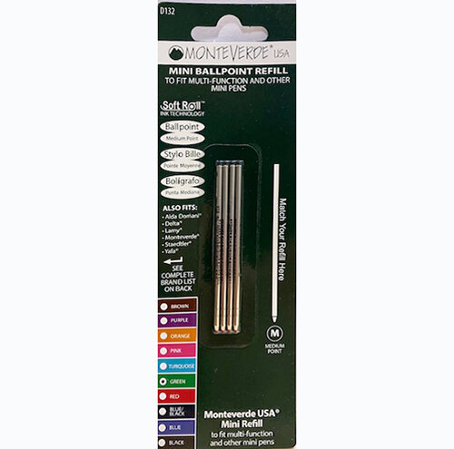 Monteverde Soft Mini (D-1) Ballpoint Refill, Medium Point, Green