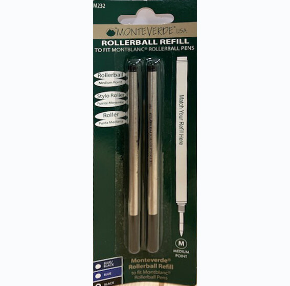 Monteverde Rollerball Refill (to fit Montblanc), Medium Point, Black