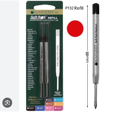 Monteverde Soft Ballpoint Refill (to fit Parker), Medium Point, Red