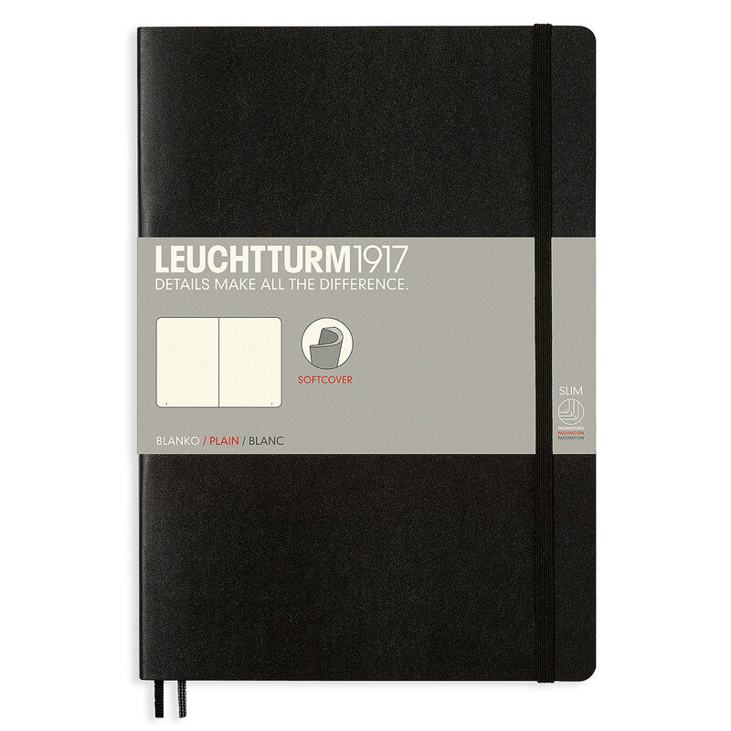 Anteckningsbok Leuchtturm1917 B5 Soft Olinjerad Black