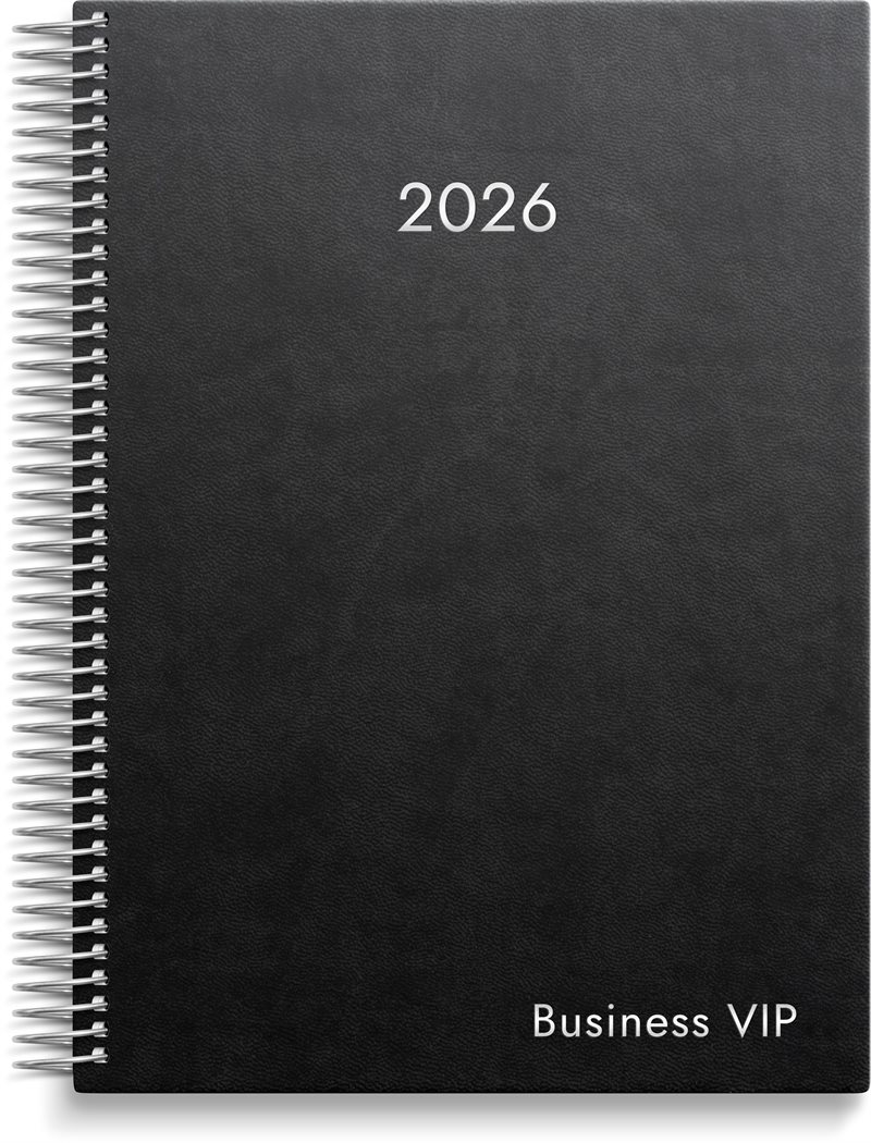 Kalender 2026 Business VIP svart konstläder