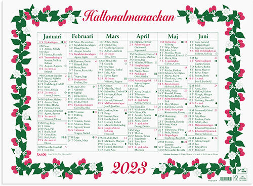 Väggkalender 2023 Stora Hallonalmanackan