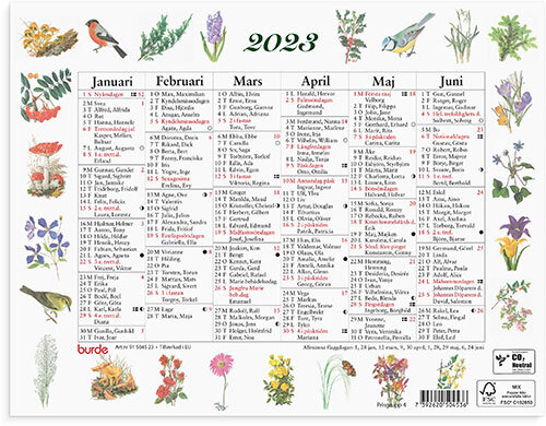 Väggkalender 2023 Lilla Naturalmanackan