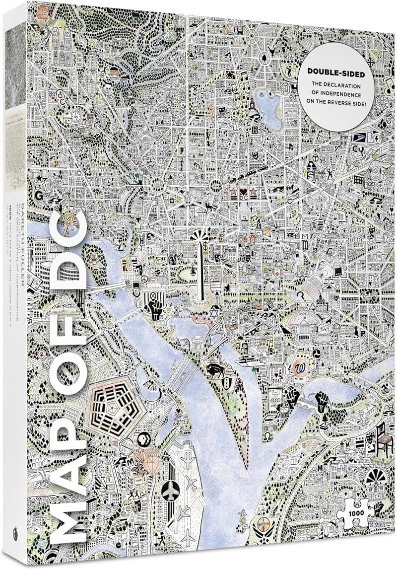 Gareth Fuller: Map of DC and The Declaration of Independence 1000-Piece Double Sided Jigsaw Puzzle