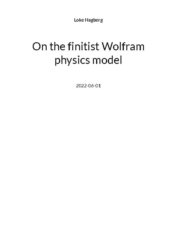 On the finitist Wolfram physics model