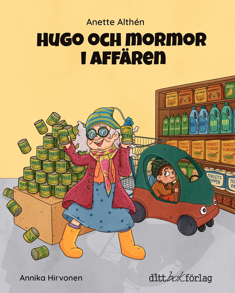 Hugo och mormor i affären