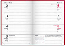 Kalender 2023 Lilla Fickdagboken rött konstläder